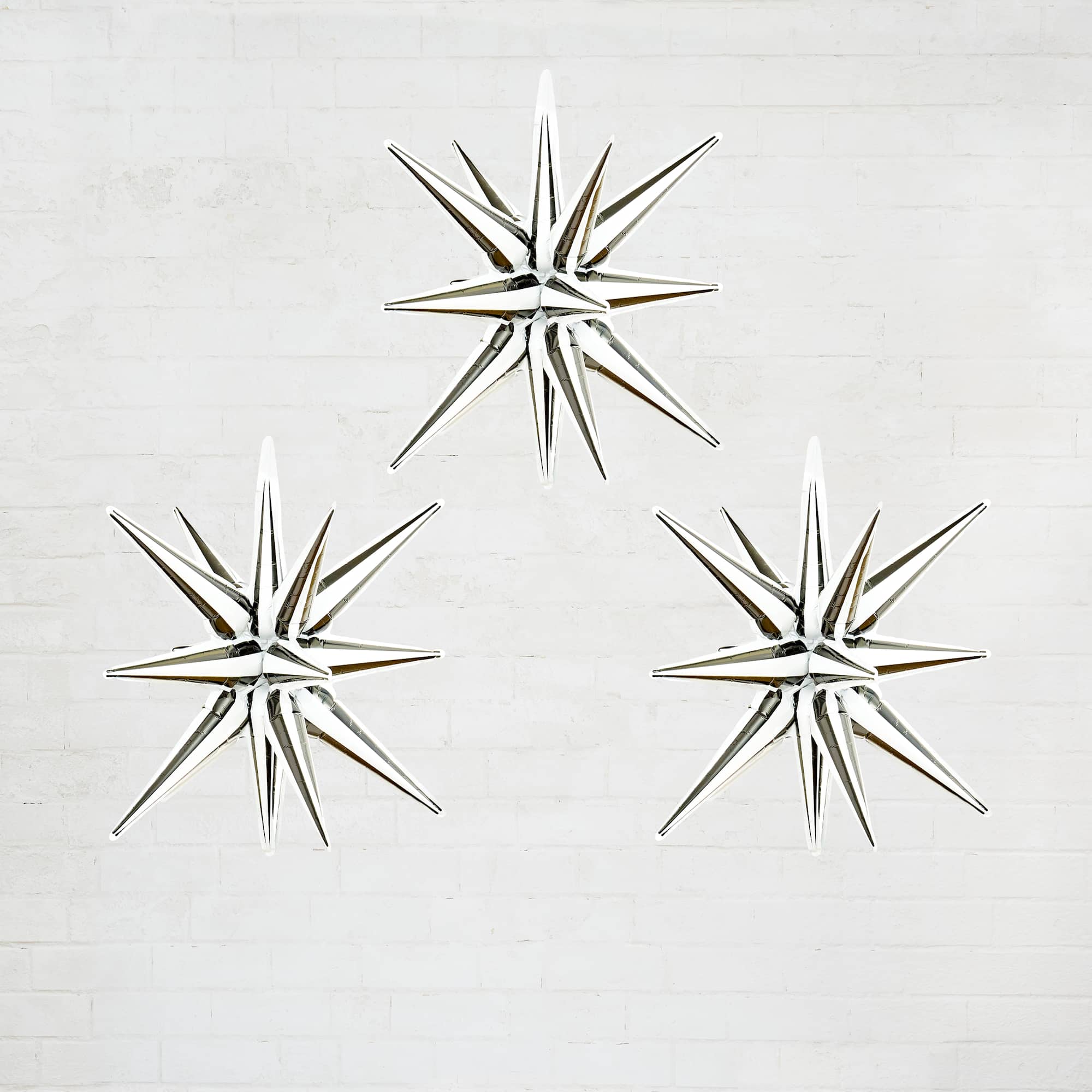 6 Packs: 3 ct. (18 total) 26" Black & White Stripes Starburst Foil Balloons by Celebrate It™